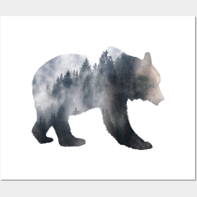 Dramabite Wild mountain bear surreal wildlife animal Wall Art by dramabite